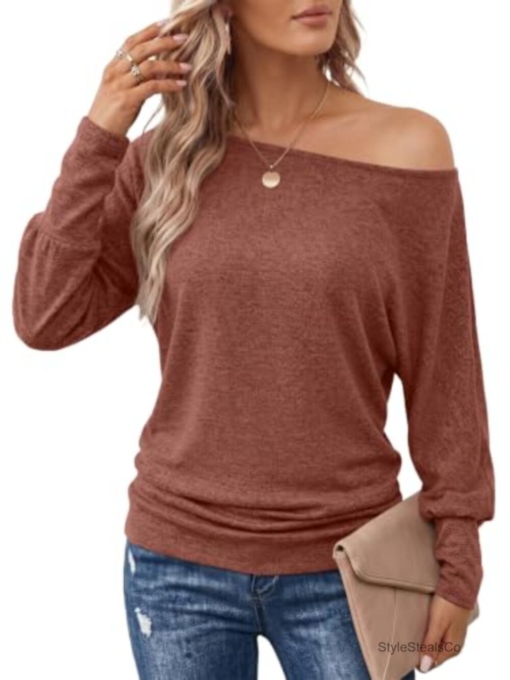 Womens Off Shoulder Long Sleeve Ruched Waist Blouse Top